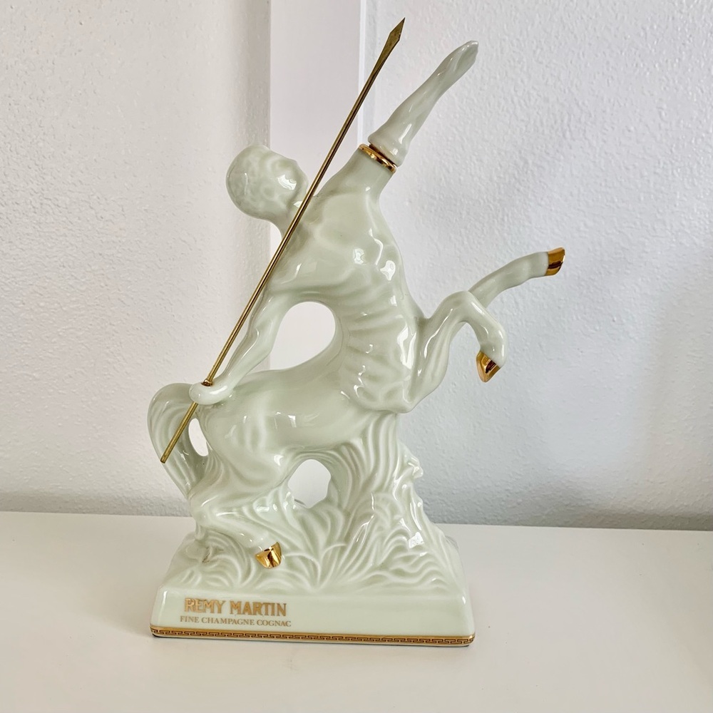 VTG REMY MARTIN Centaur Limoges Cognac Empty Bottle Ceramic ivory gold decanter